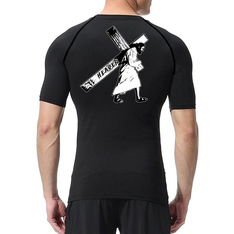 Angel Graphic Athletic Quick Dry Tshirts for Men Christian Gym Workout Running Compression Shirt Undershirt Tees Tops Activewear