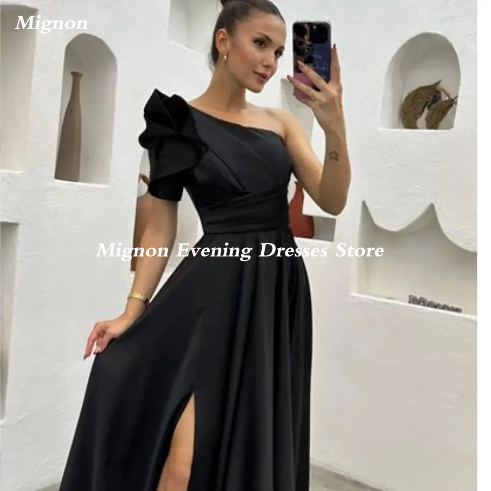 

Mignon Satin A-line One-shoulder Prom Gown Evening Floor-Length Sweep-train Formal Ruffle Elegant Party Dresses for Women 2023