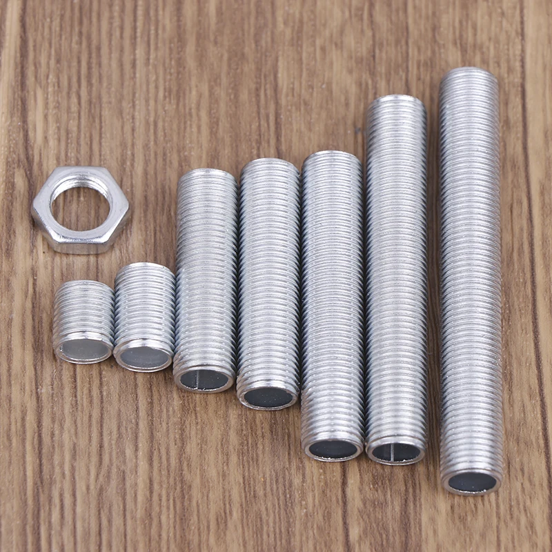 10pc M10 Lamp Tooth Tube Metal Hollow Threaded Tube Screw Nut Lamp Cap Galvanized Chandelier Connect Rod Fixed Base