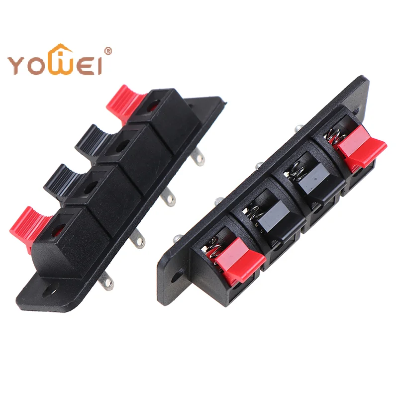 Latest 2Pcs 4 Positions Spring Connector Terminal Audio Speaker Terminals Wiring Clip