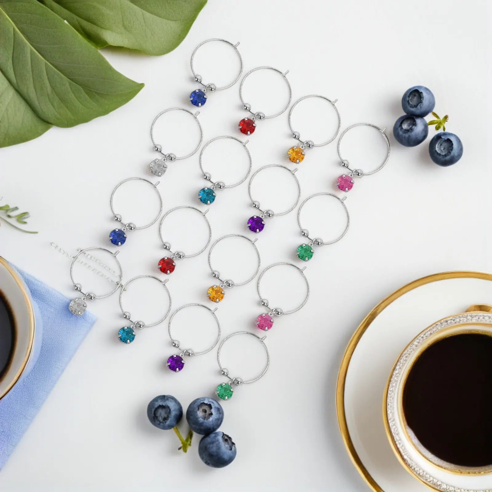 16Pcs Wine Glass Charms Marking Rings Simple Elegant Portable Lightweight Glass Markers for Business Dinners Banquets Birthdays
