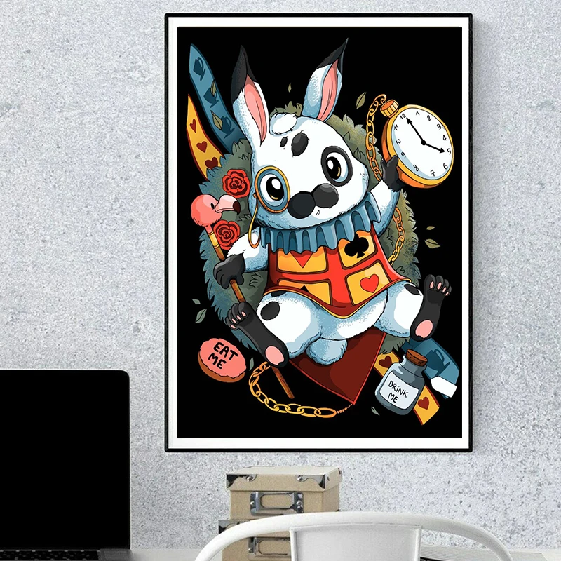 Vintage Alice In Wonderland Fairy Tale Book Illustration Poster Canvas Prints Fairy Wall Decor Kids Room Decor Aesthetic Gifts