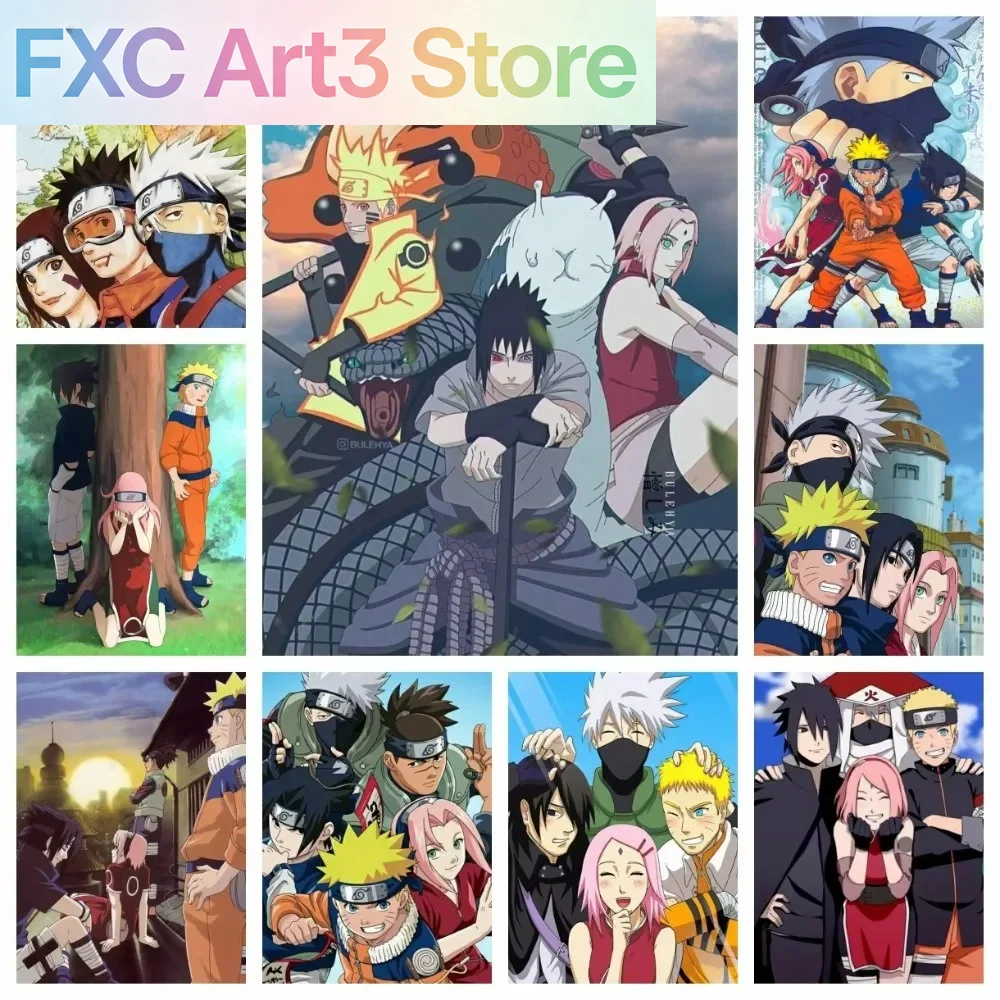 Rahmenloses 1-teiliges Naruto Class Seven New Diamond Painting Cross Japan Cartoon Mosaik Stickerei Strass Heimdekoration Kindergeschenk