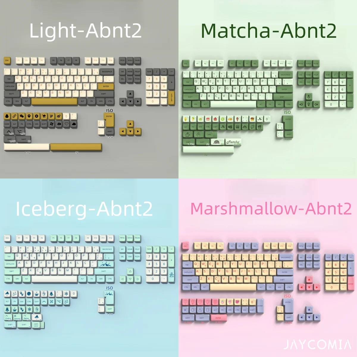 Abnt2 Brazil Portuguese Keycaps Iceberg Light Matcha XDA PBT Keycaps 7u Space Bar ISO Layout Key Caps For Mechanical Keyboard