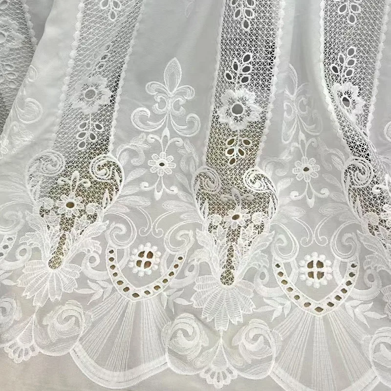 Laser Cut Hollow Water Soluble Lace Fabric Floral Embroidery Cloth for Chinese Style Hanfu Cheongsam Dress Sewing Material