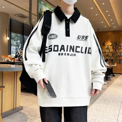 2024 Men Oversized Contrasting Colors Lapel Sweatshirt Spring Hip Hop Streetwear Sweatshirt Harajuku Baseball uniform Hoodie