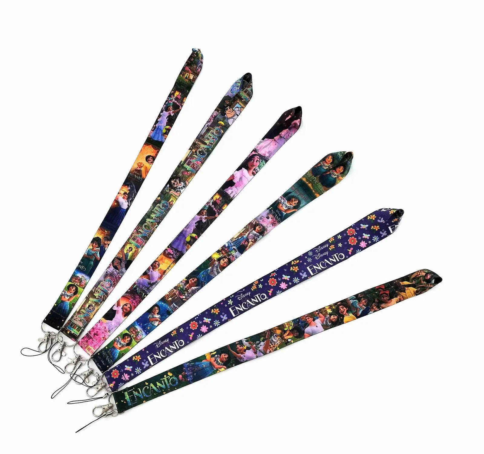 10PCS Disney  Encanto Pattern Neck Strap Lanyard for Keys ID Badge Holder Camera Whistle Hang Rope Webbing Ribbon Keychain