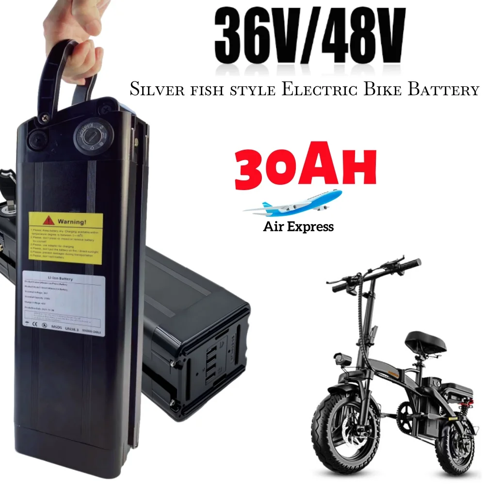 

36V 48V High quality Silver Fish battery 30Ah 250W-1500W for mountain bike Lithium Ion Battery With BMS+charger