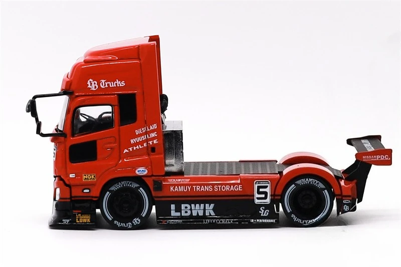 GCD 1:64 UD & LBWK LB-Trucks UD QUON Head Super Silhouette Red Black Alloy Vehicle Collectible Car Model