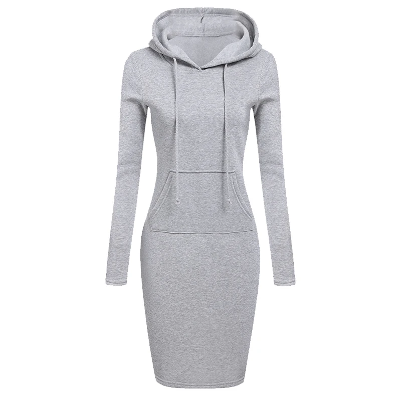 Nieuwe Vrouwen Fashion Casual Hooded Jurken Vrouwen Lange Mouw Trui Slanke Type Hoge Kraag Jurk Populaire Sweatshirt