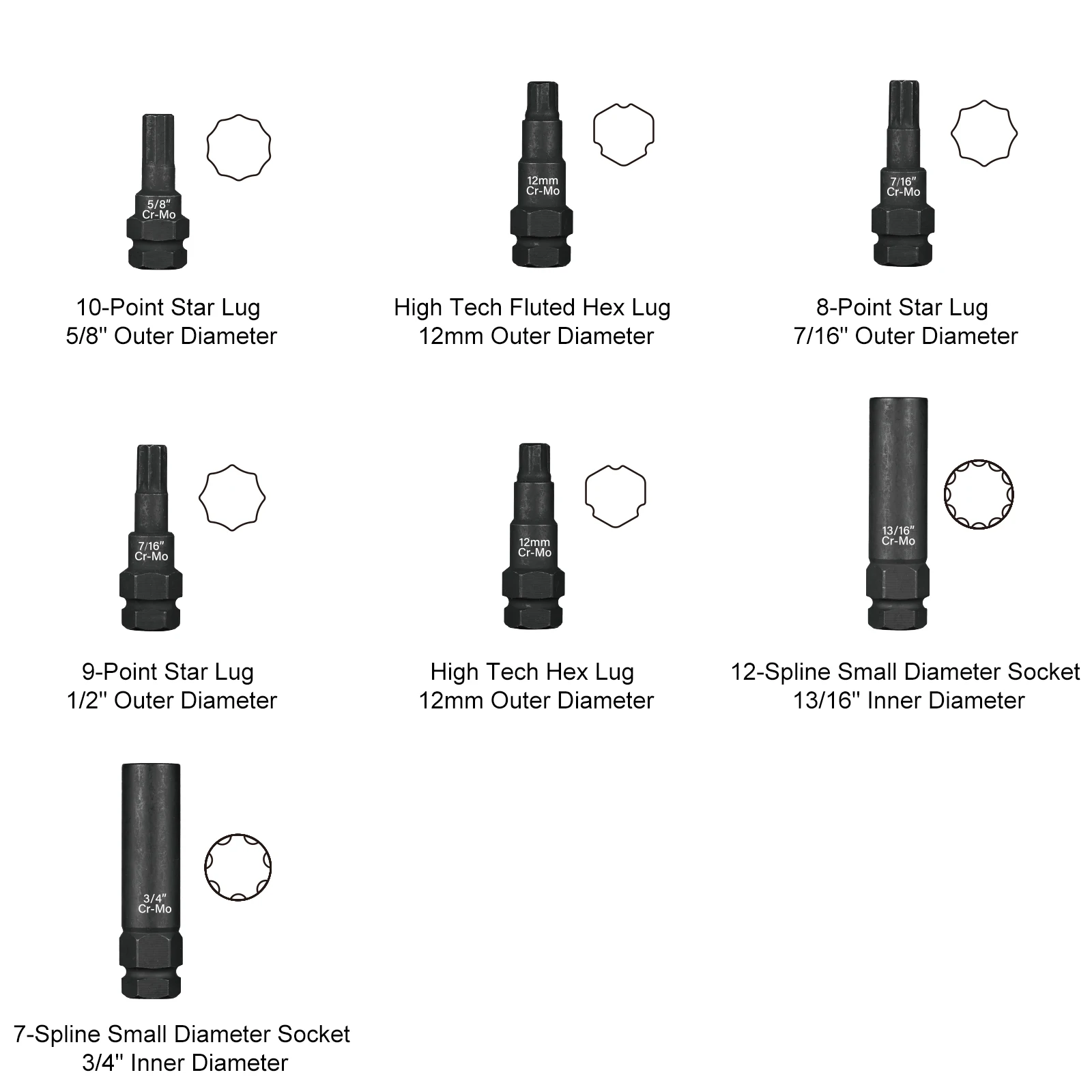 16pc Wheel Lock Removal Tool, SAE & Metric Locking Lug Nut Master Key for Removing Locking Spline Star Hex, Fluted Hex Lug Nuts