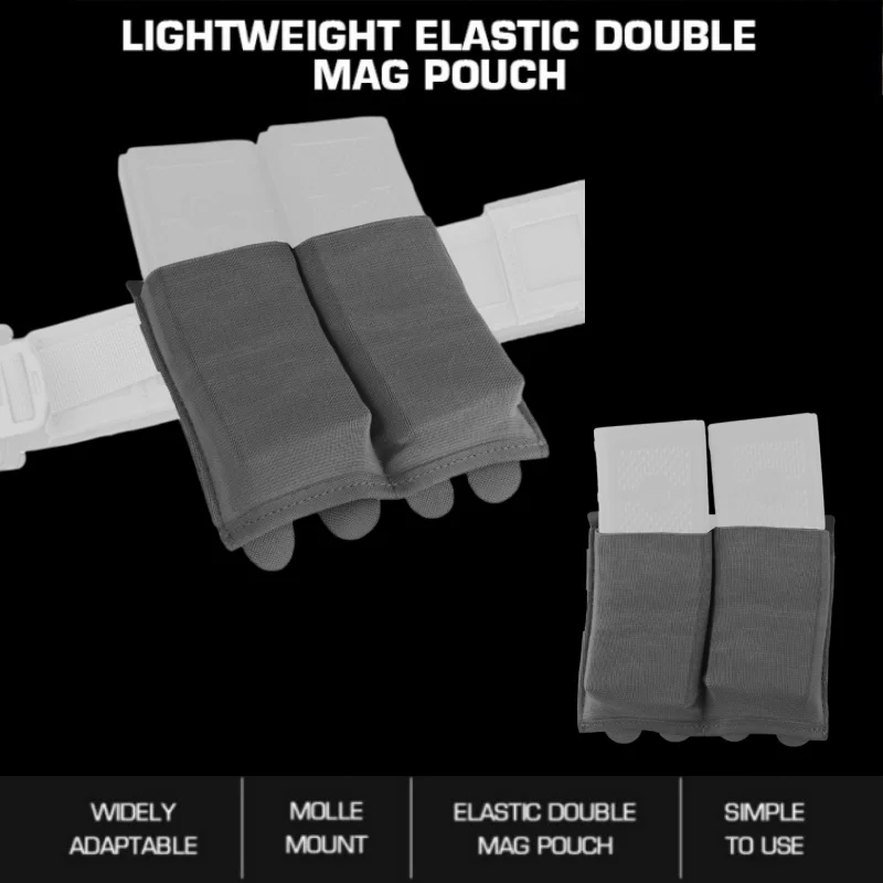 

Lightweight Elastic Double Mag Pouch | Universal Fit MOLLE Compatible Magazine Holder | For Wilderness Adventure Accessories