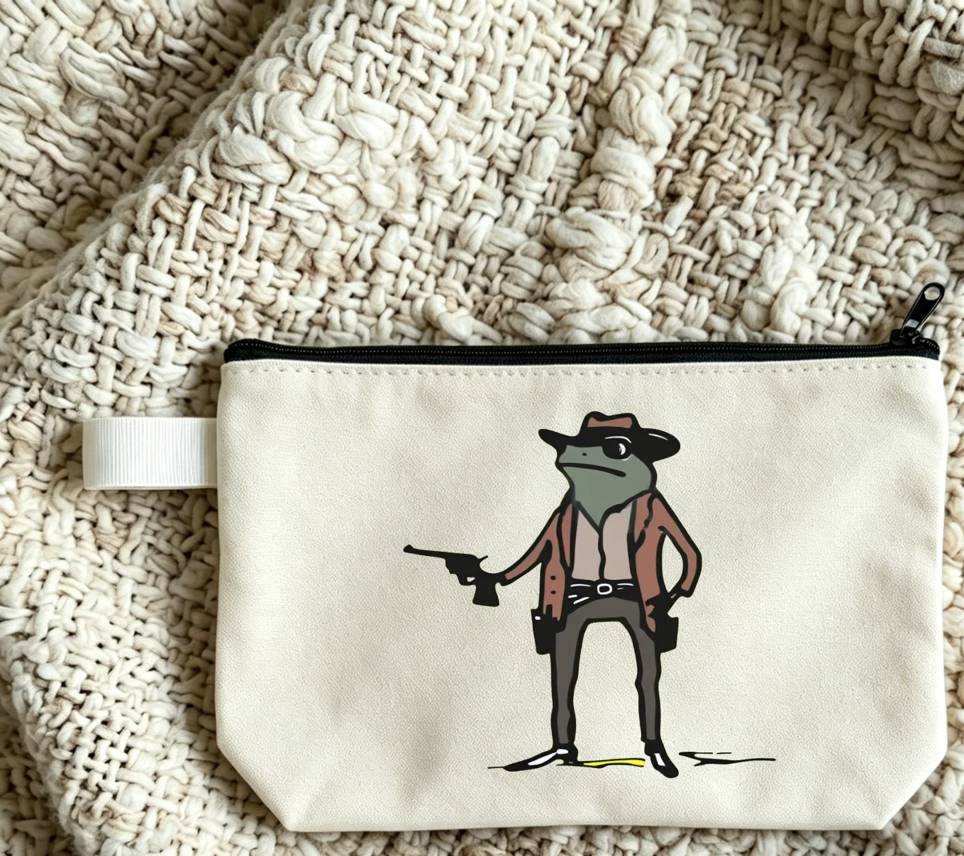 Humorous abstract frog print makeup bag back to school fashion gift zipper makeup bag small bag teacher gift pencil caselipstick