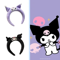 Kuromi-Diadema de felpa suave para mujer, diadema blanca con orejas de Cinnamoroll, regalo para niños, diadema Sanrio para niña