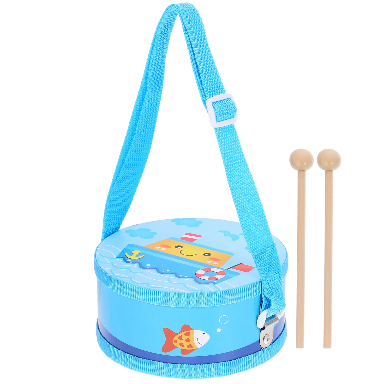 Sensory Toys Children's Waist Drum Music Hand Percussion Instrument Wooden Baby Drums Sky-blue