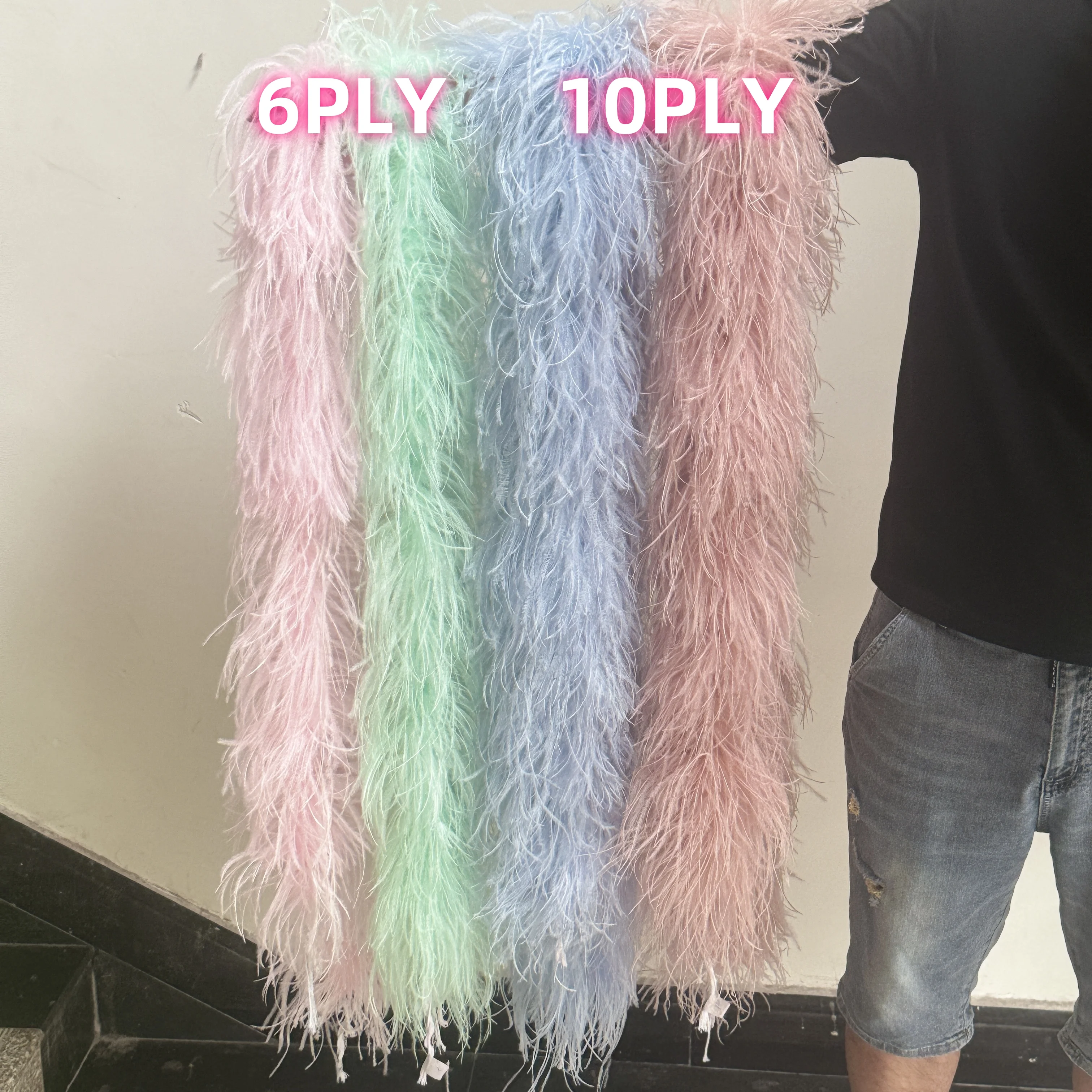 6 10 20PLY Ostrich Feather Boa Scarf White Costume Clothing Sewing Plume Decoration Trim 2 4 Meters Ostrich Boa Feather