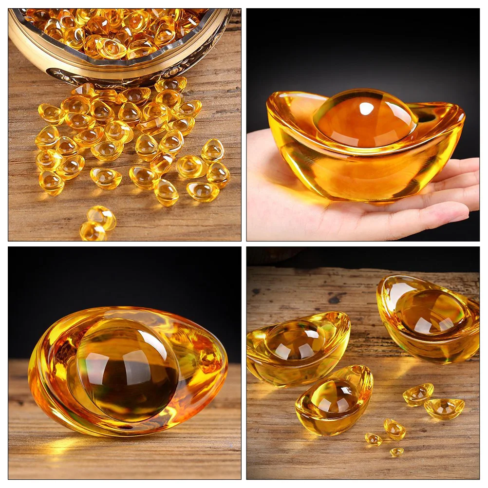 

5 Pcs Glazed Gold Ingot Ornaments Home Decoration Desk Decorations Statue Scene Citrine for