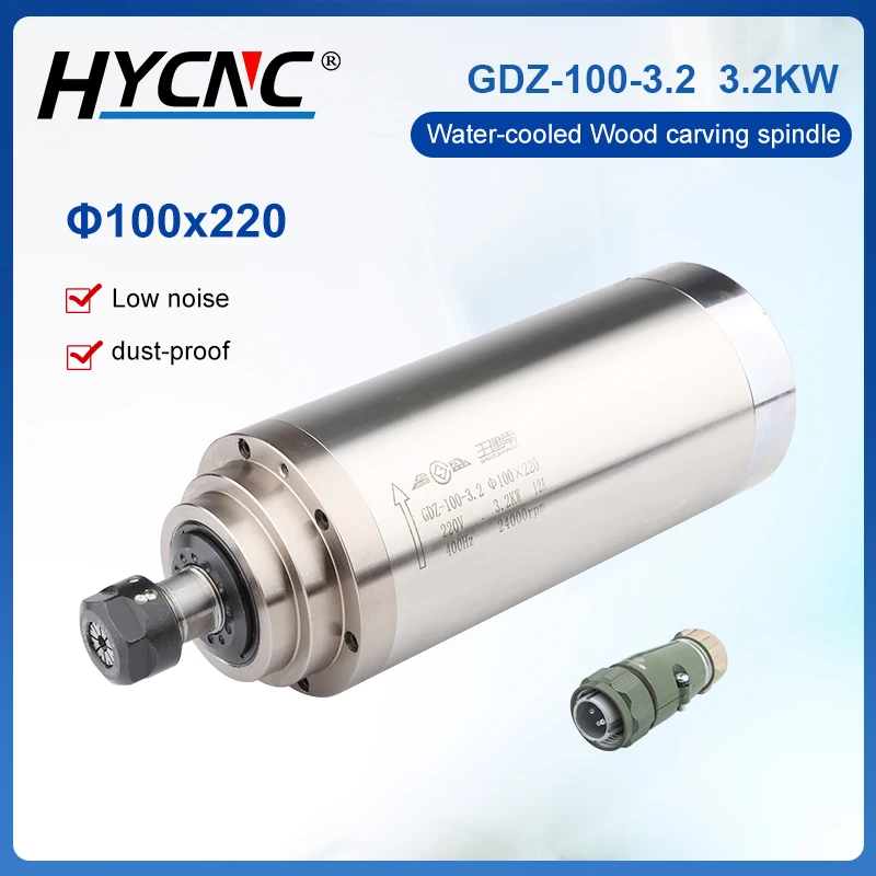 

ER20 3.2kw Water-Cooled Spindle Motor Φ100x220 220V 380V AC Spindle 4 Bearing For CNC Router Engraving Milling Machine