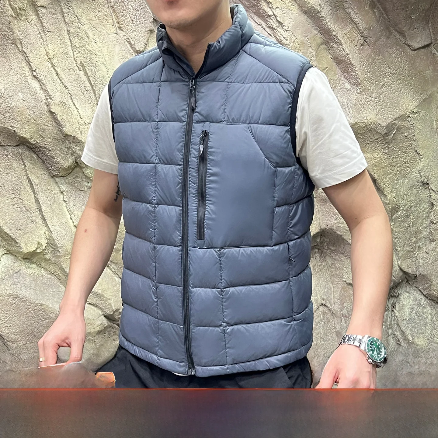 

Men's Stand Collar down Vest Anti-Drifting Feather Winter Faion Stand Fit Nylon 00% Youth Casual Autumn Winter Item