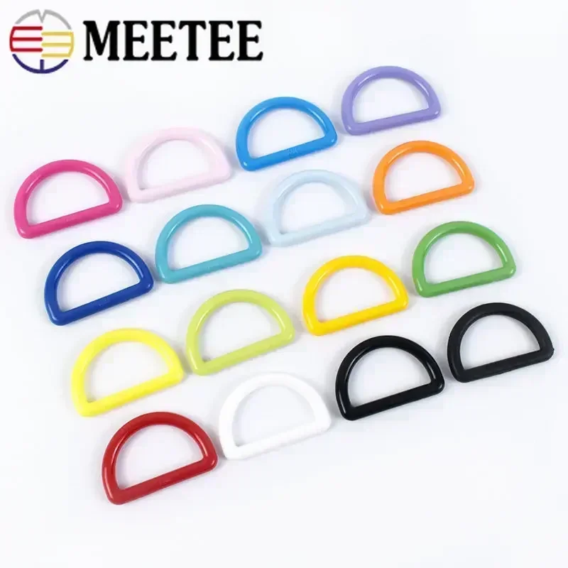 50Pcs Meetee 10-38mm Plastic Buckles D Ring for Backpack Strap Hanger Dog Collar Webbing DIY Luggage Hook Bag Decor Accessories