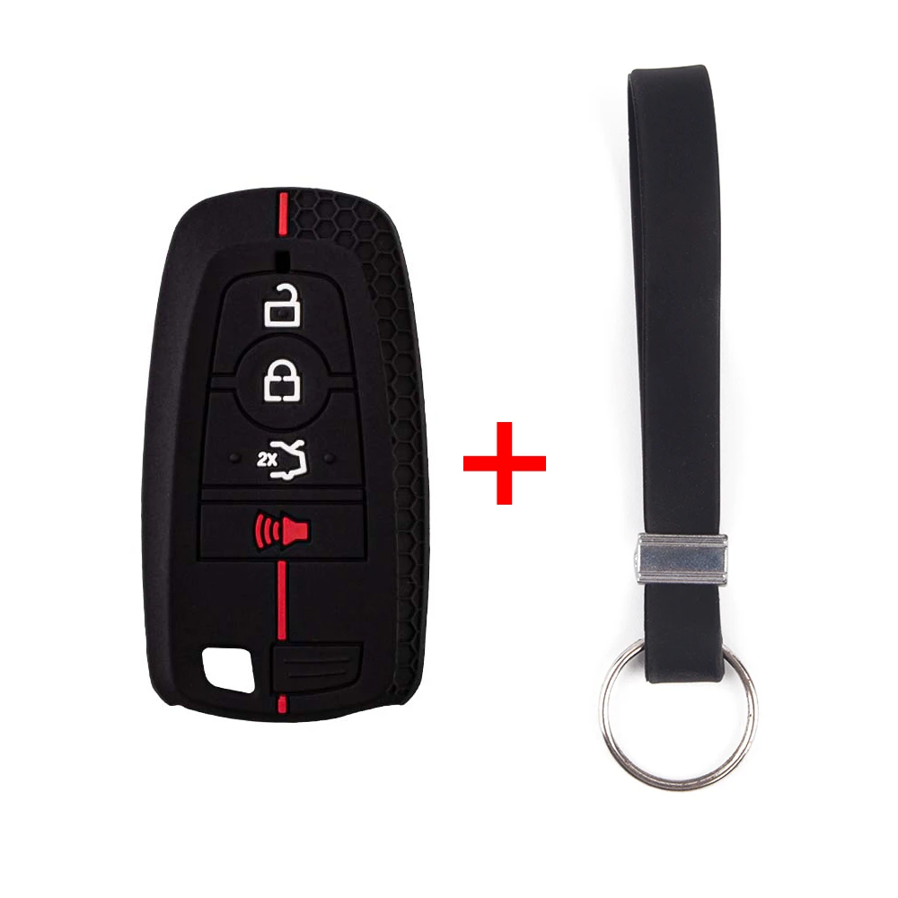 Funda de silicona para llave de coche, 4 botones, para Ford Maverick Focus Edge Explorer Expedition Everest Fusion Mondeo Mustang Raptor Bronco Key
