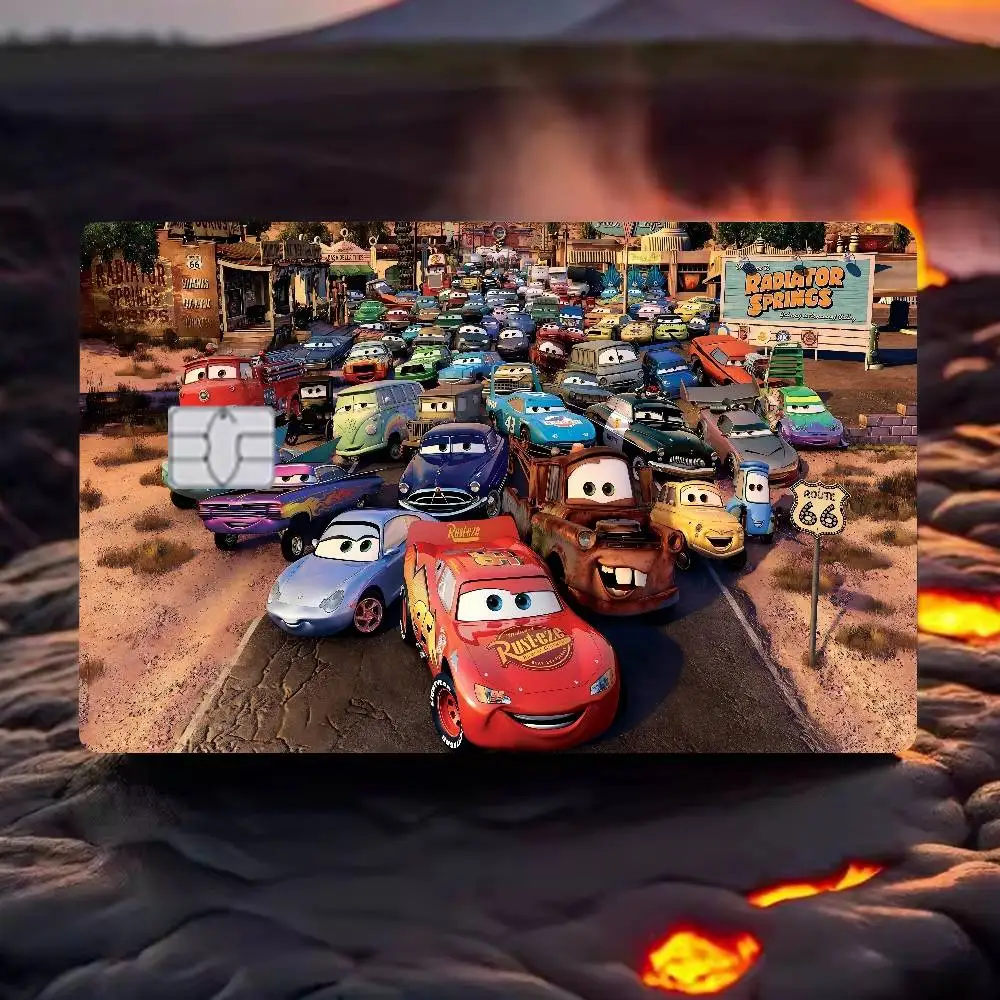 غطاء جلدي لفيلم D-Disney Cars Anime لبطاقة الائتمان وبطاقة الخصم البنك الأمامية