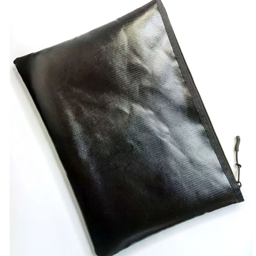 Heat Insulated Fireproof Document Bags with Zipper Large Capacity Waterproof Money Pouches Universal Black