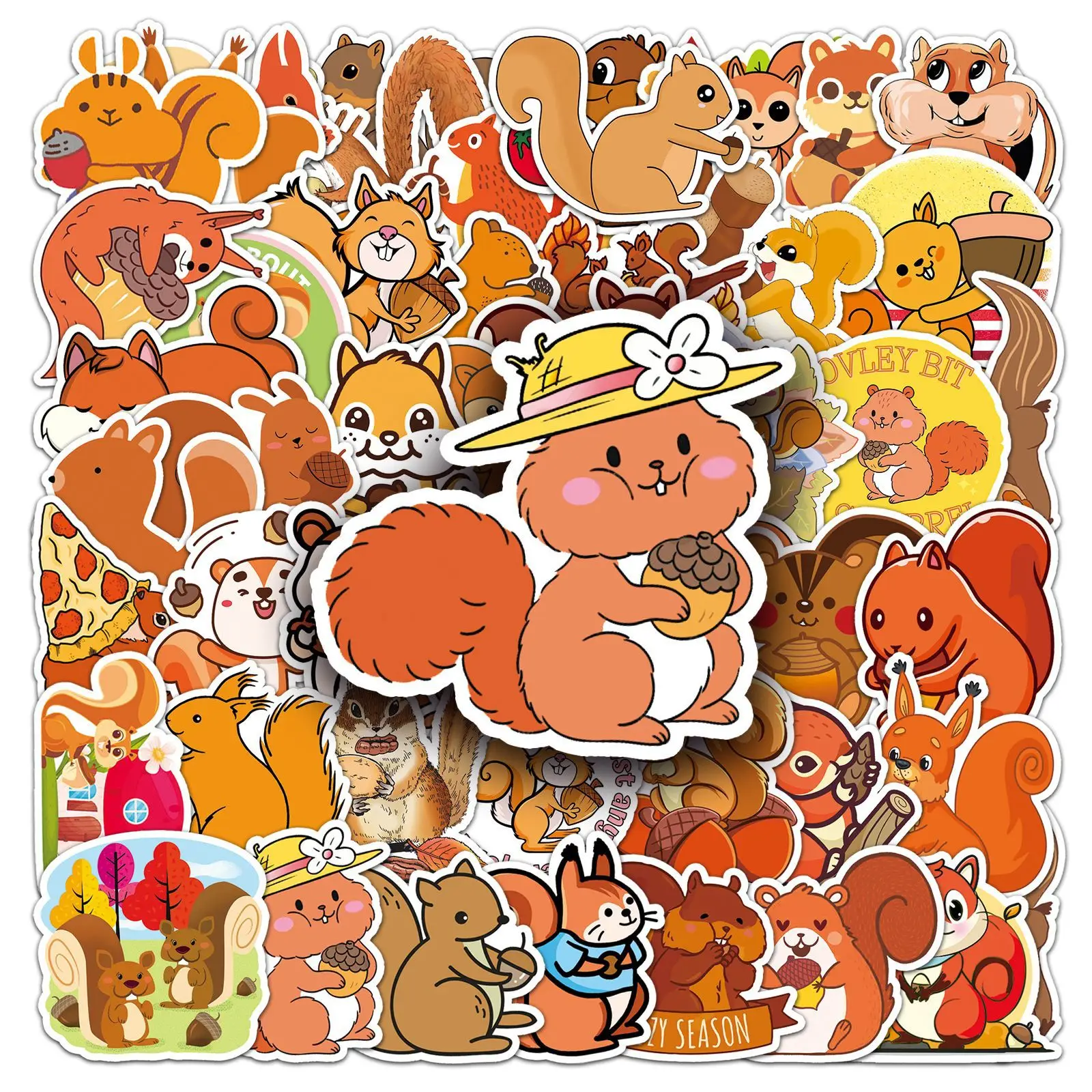 

50PCS Squirrel Graffiti Personalized Cartoon Cute Animal Sticker DIY Skateboard Phone Case Luggage Waterproof Decal Kids Toy