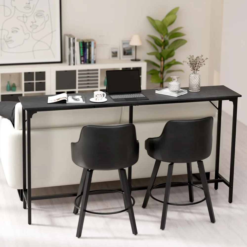 71 Inch High Top Bar Table, Wooden Rectangular Narrow Long Counter Height Pub Table, Multi-Scene Use for Kitchen, Customized