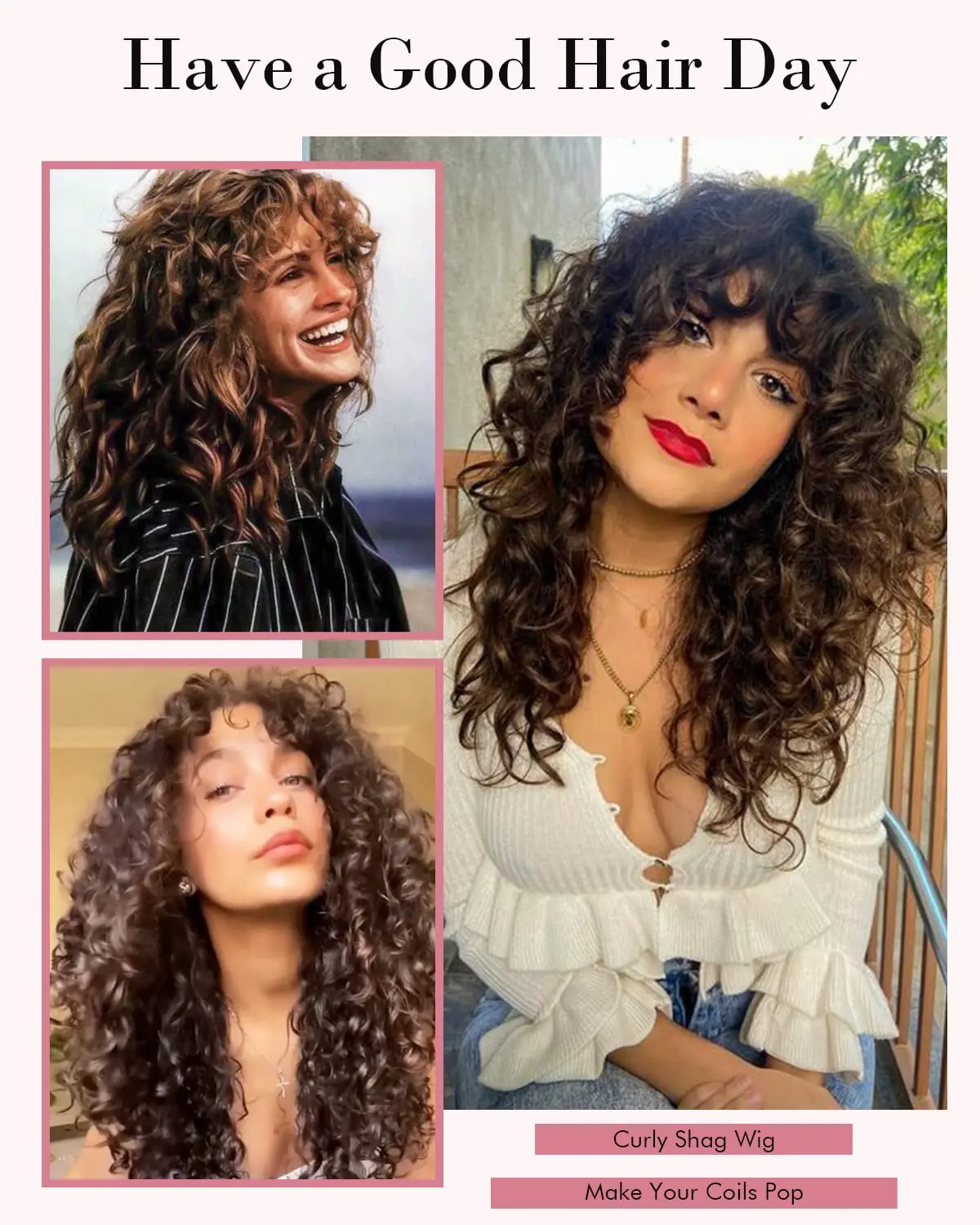 Long Curly Wig With Bangs Brown Black Shag Haircuts Hair Synthetic Replacement Wigs For Women Daily Use Cosplay 20 22 24inch