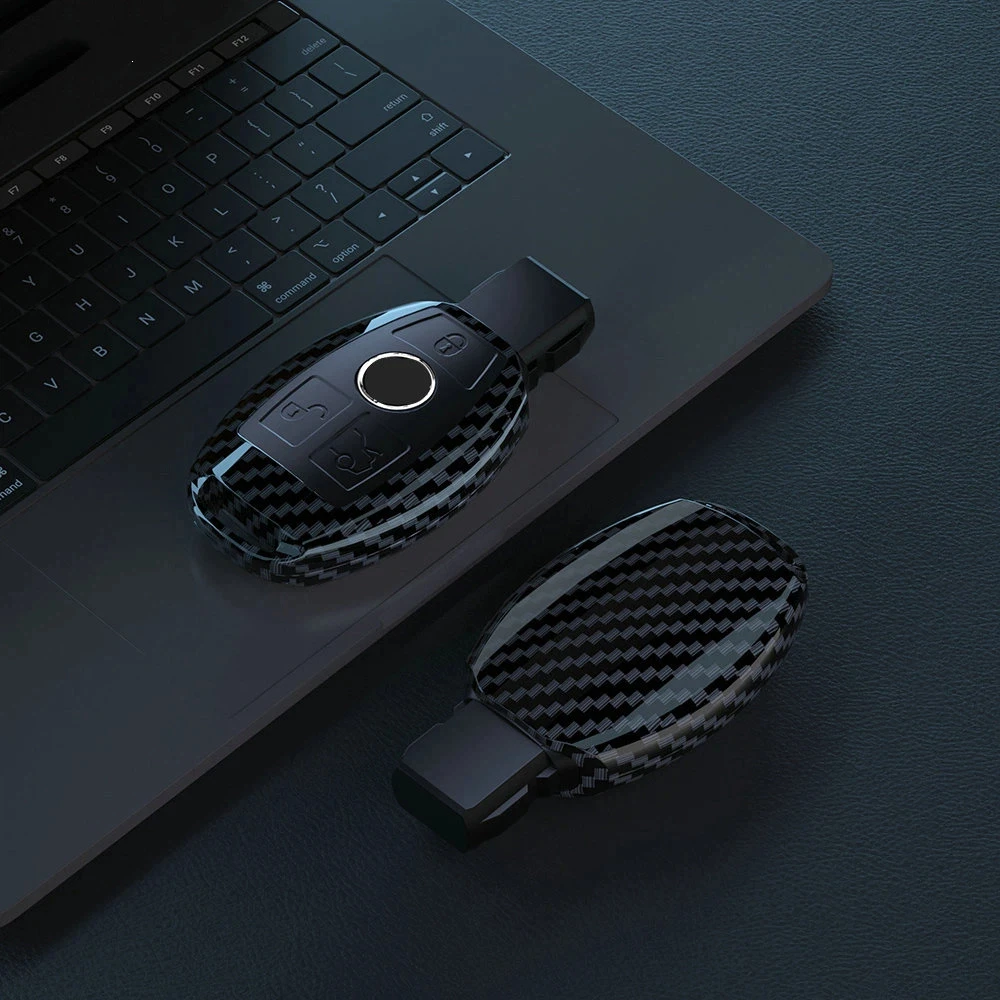 

ABS Carbon Fiber Style Key Fob Cover Case For Mercedes A/C/E/S Class W204 W205 W212 W213 W176 GLC CLA AMG W177