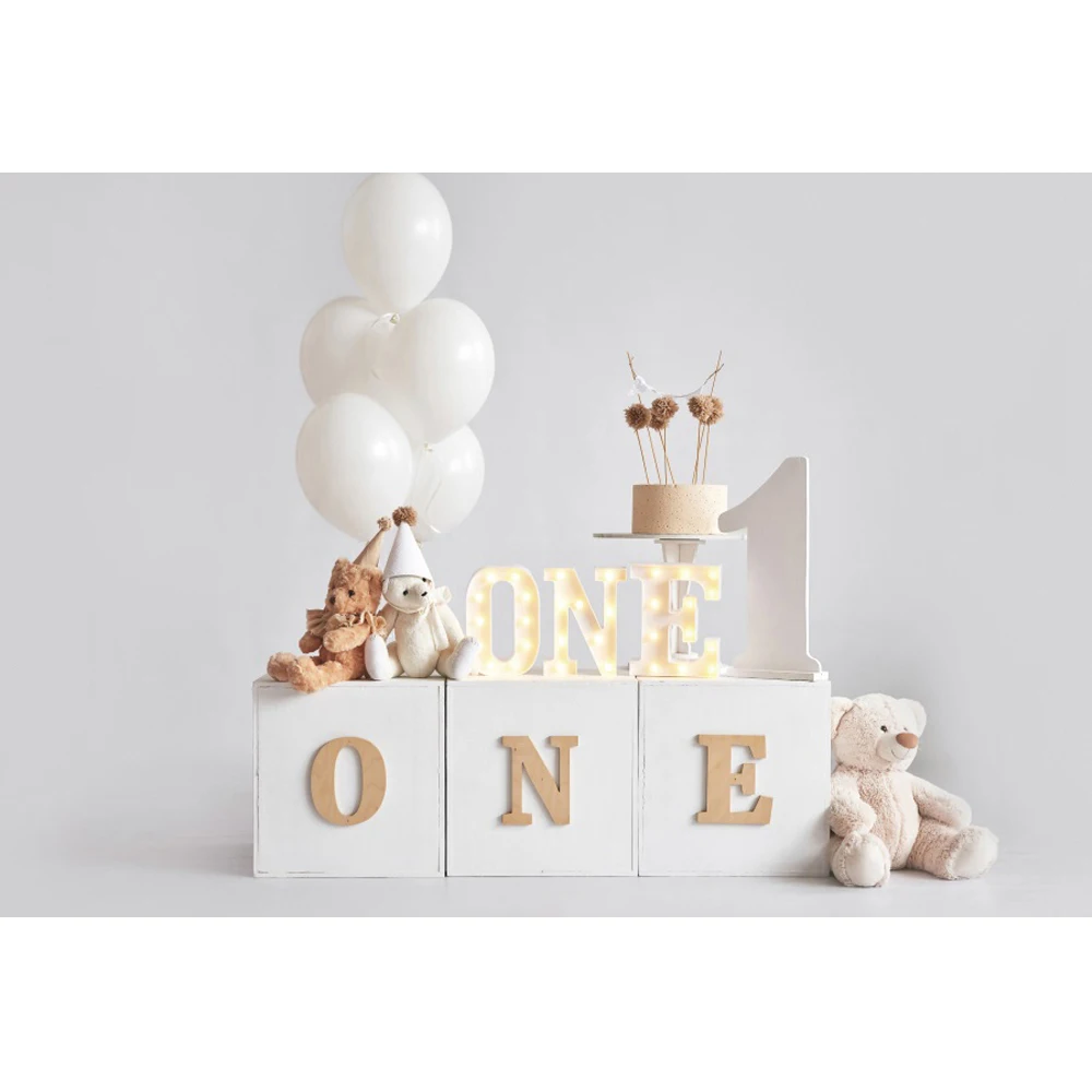 Newborn Baby Birthday Party Cake Smash Backdrop Decor Ballon Cute Bear Floor Portrait Photography Background For Photo Studio