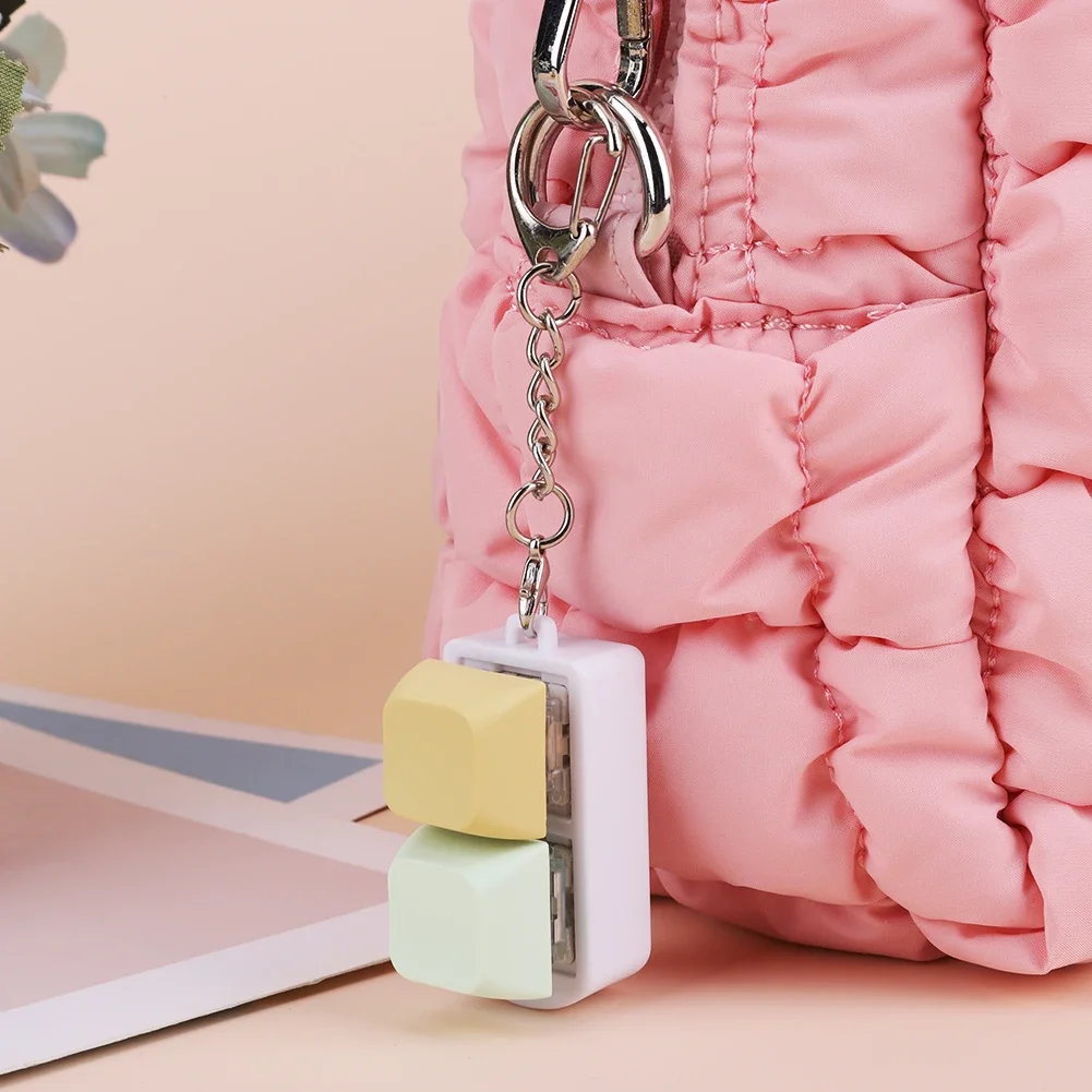 Keyboard Fidget Toy Fidget Clicker 2 Keys Stress Relief Button Key Switch Keychain Shaft Tester Relief Stress Gifts for Adults