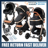 Baby Stroller 3‑in‑1 Travel System Pushchair Lightweight Pram from Birth All‑Terrain Baby Buggy Compact Fold Stroller Summer