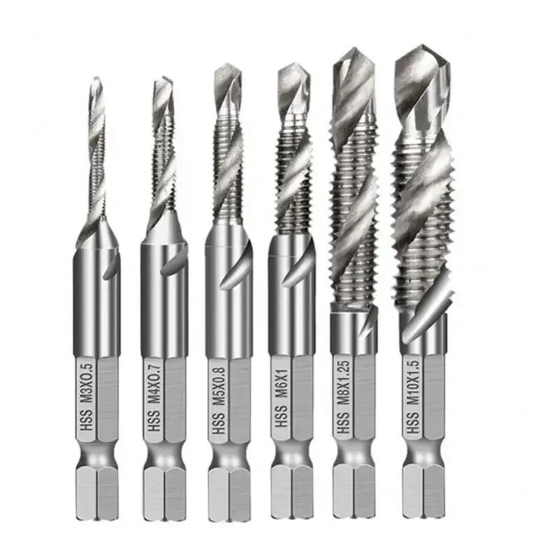 Drill Bits Hss Tap Countersink Deburr Set Metric Combination M3 M4 M5 M6 M8 M10 High Speed Steel