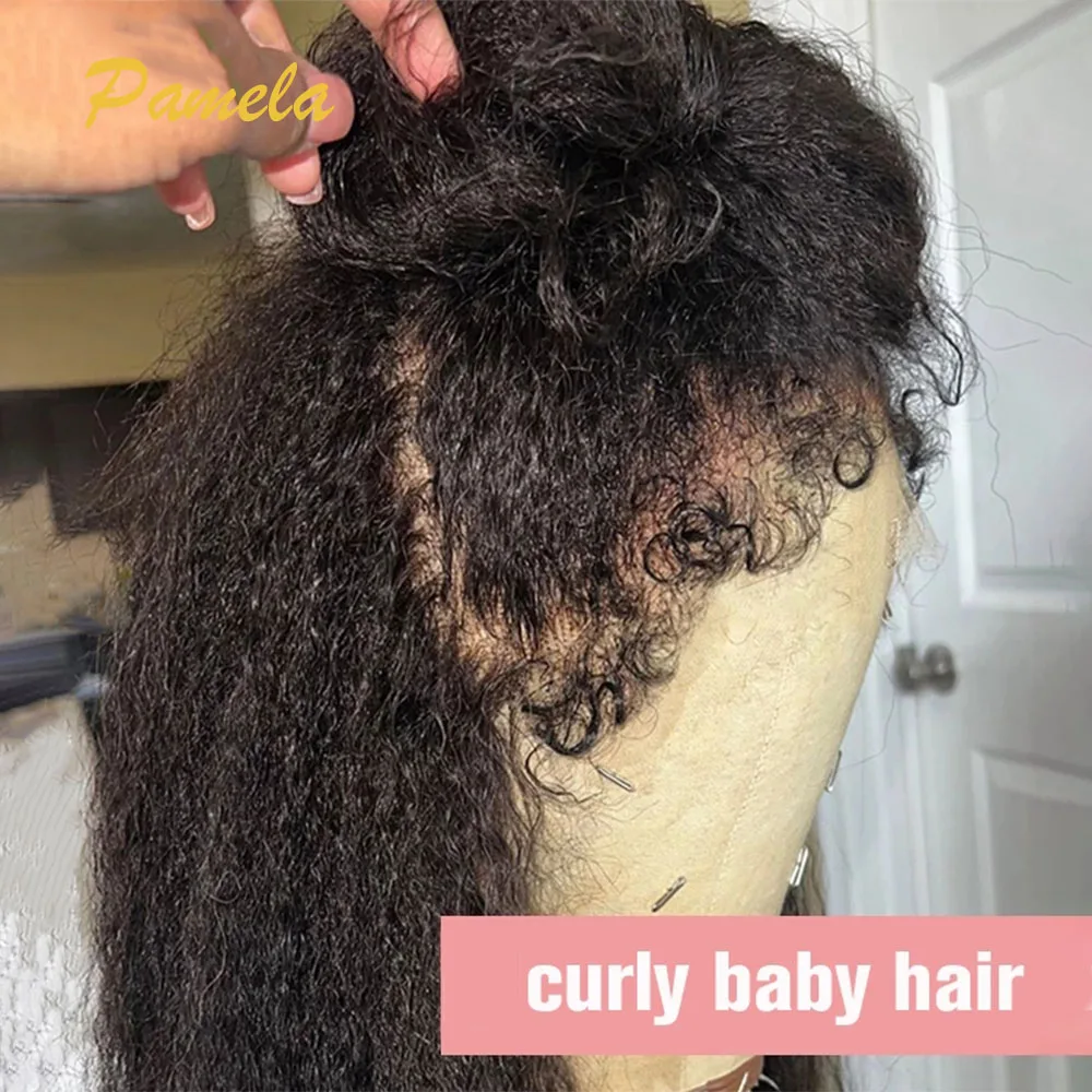 Kinky Edges Kinky Straight Pre Cut 360 Lace Front Glueless Wig Human Hair 100% Human Hair Brazilian Hair Wig Ready To Go