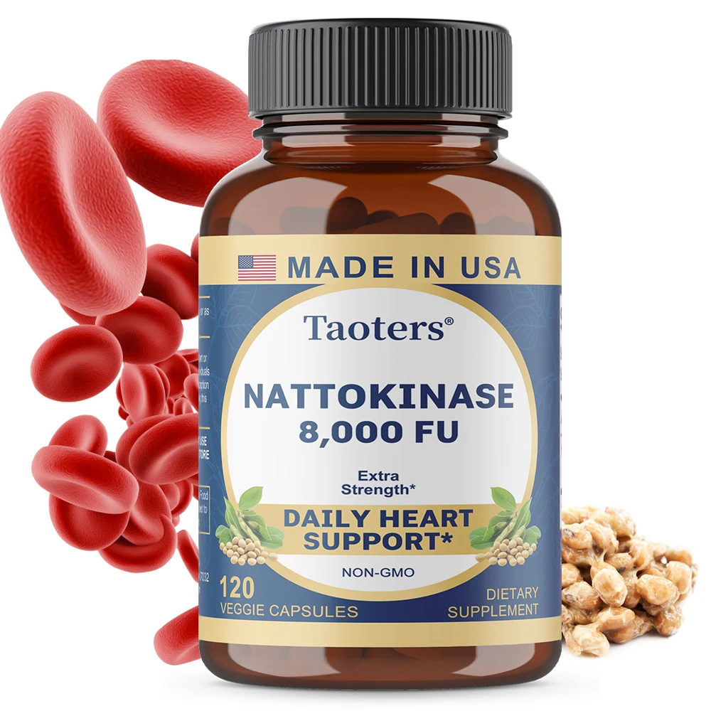 8,000 FU Nattokinase Supplement Capsules, Help Vascular Cleansing, Prevents High Blood Pressure, Improves Vascular Health