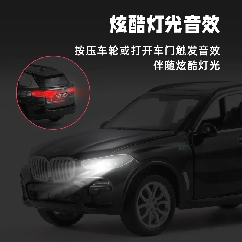 1:32 bmw x5 alta simulação diecast metal liga modelo carro som luz puxar para trás coleção crianças brinquedo presentes modelo em miniatura liga