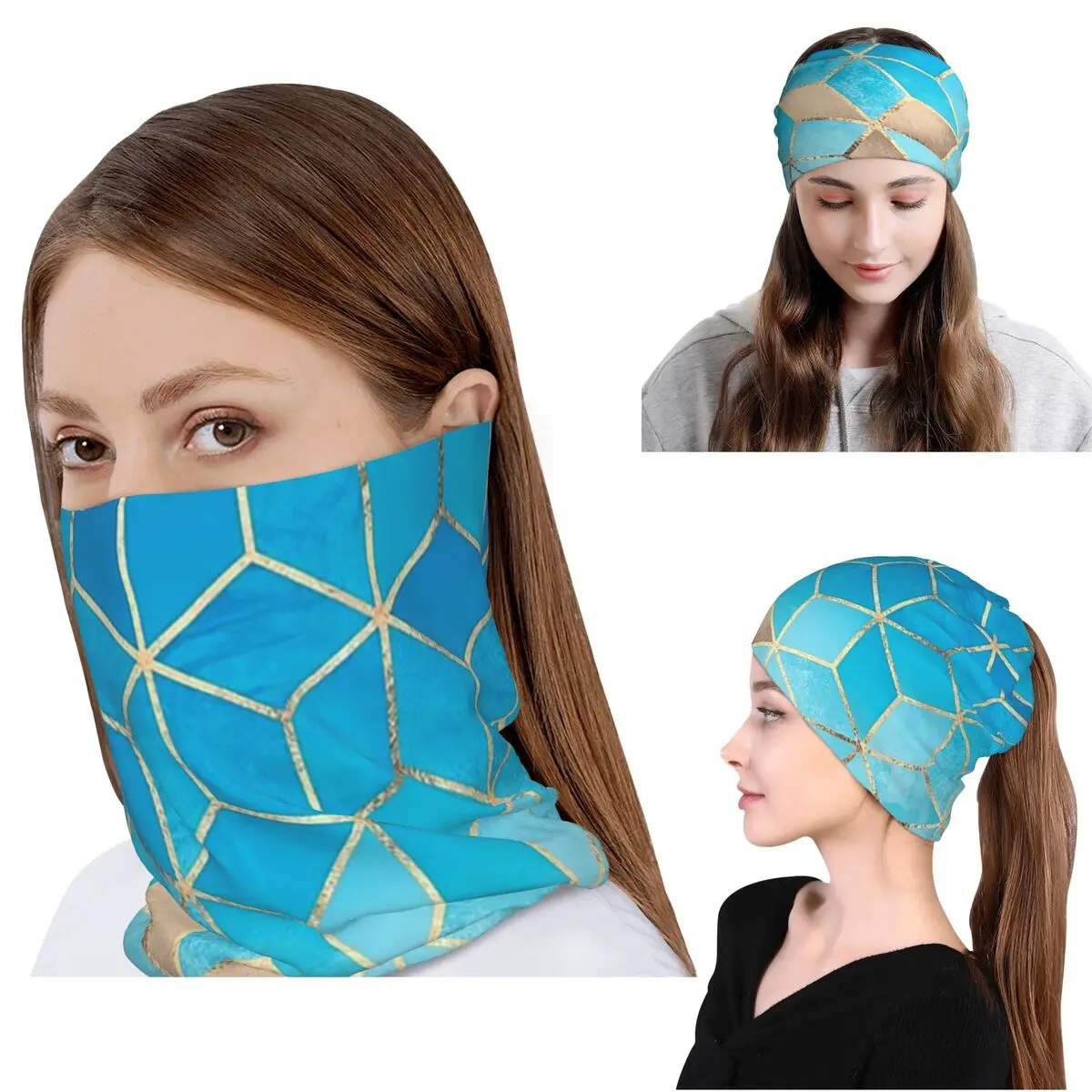 

Sea And Sky Cubes Bandana Neck Gaiter Mask Scarf Multifunction Face Mask Beanies Hat Unisex Adult Breathable