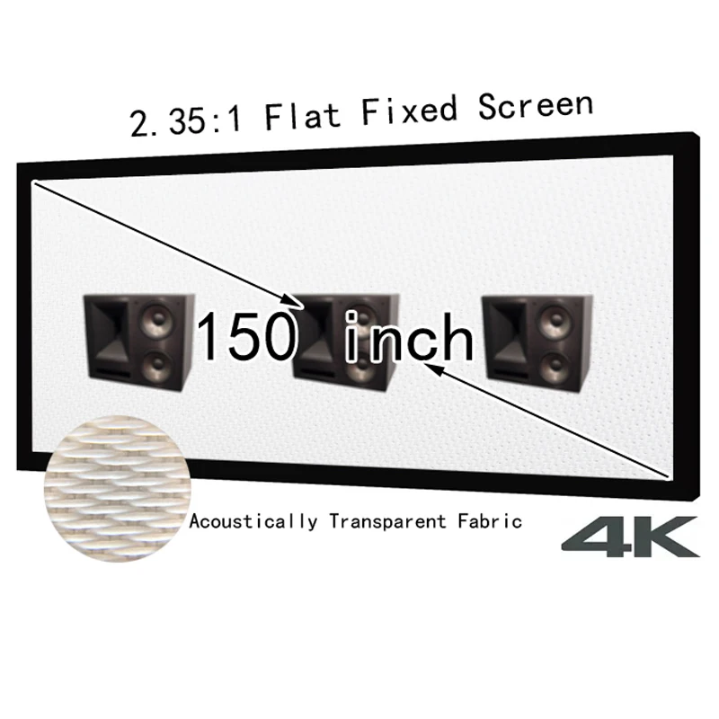 

Acoustically Transparent 150inch 2.35:1 Widescreen 4K AT Projector Screen Aluminum Fixed Frame Home Cinema Projection Screens