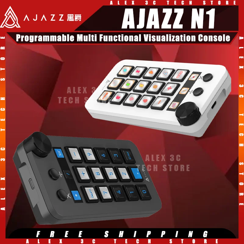

AJAZZ N1 Многофункциональная консоль визуализации Программируемая помощь Прямая трансляция Интеллектуальная панель управления Мини-клавиатура