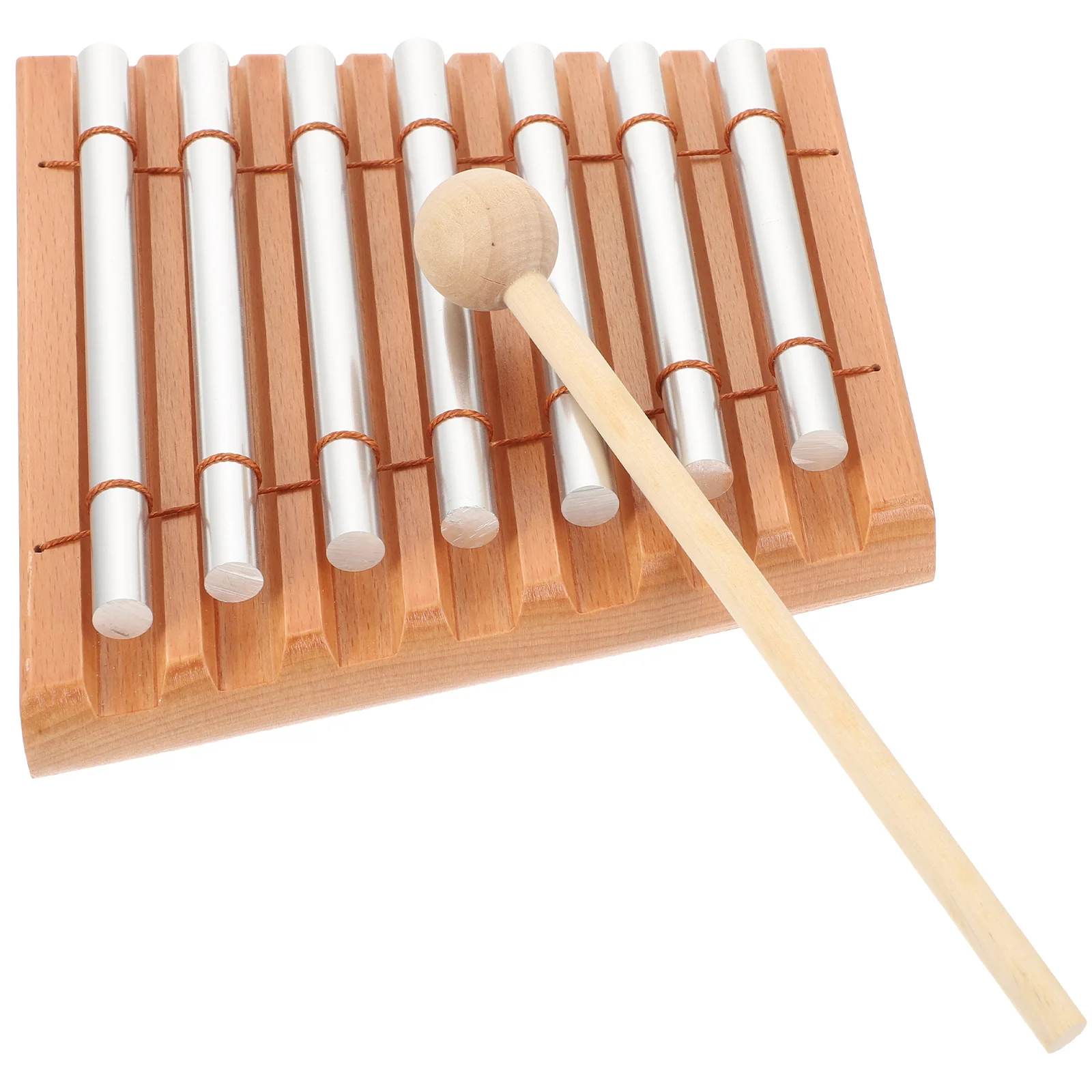 Martello di legno Carillon Strumento a percussione Aula per bambini Giocattolo musicale educativo Tubi metallici Campane a vento calmanti Meditazione yoga