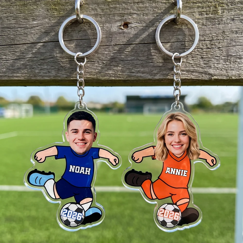 Personalized Custom Soccer Player Photo Keychain
