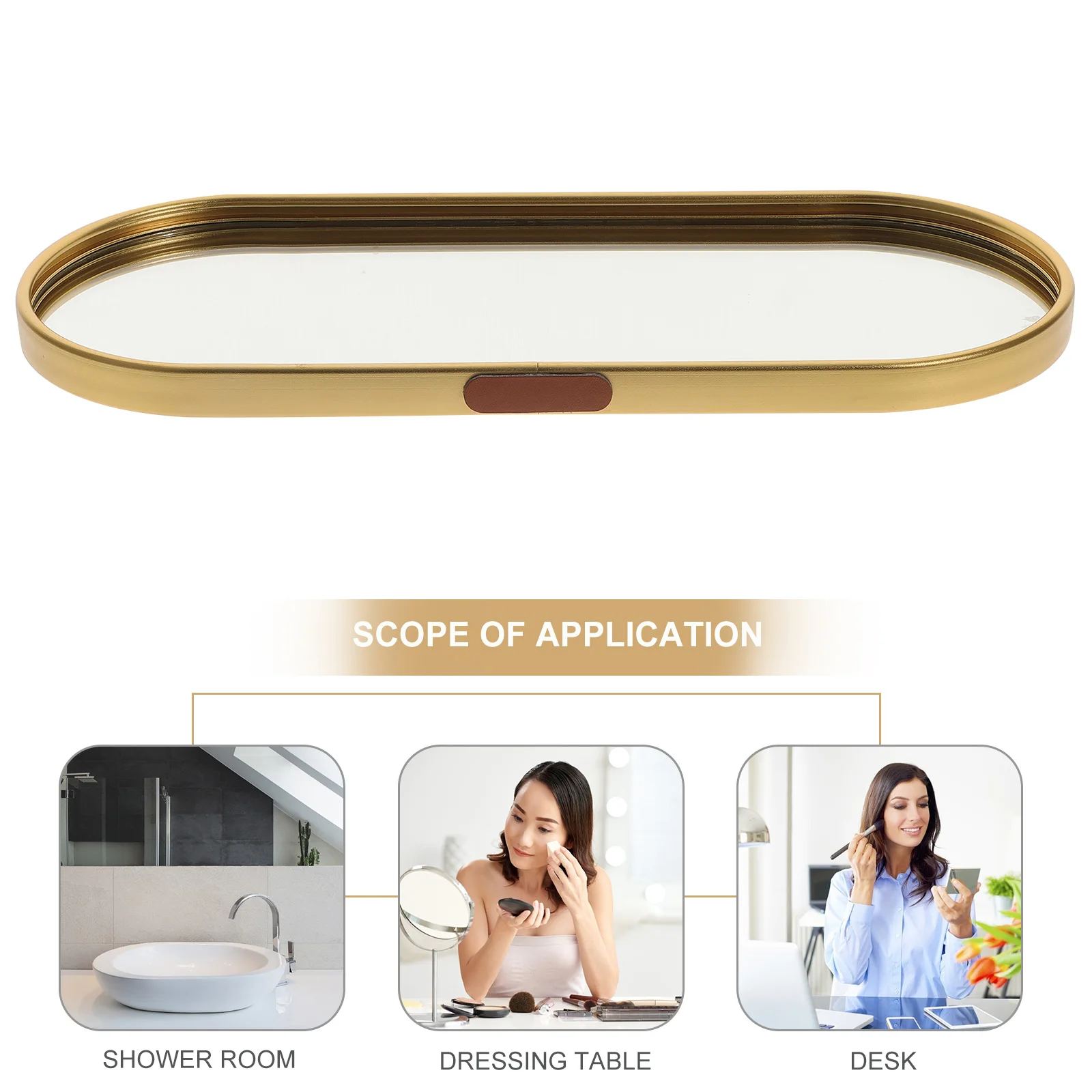 

Mirror Effect Metal Jewelry Desktop Storage Organizer Plate For Rings Necklaces Earrings Trinkets Decorative Tray