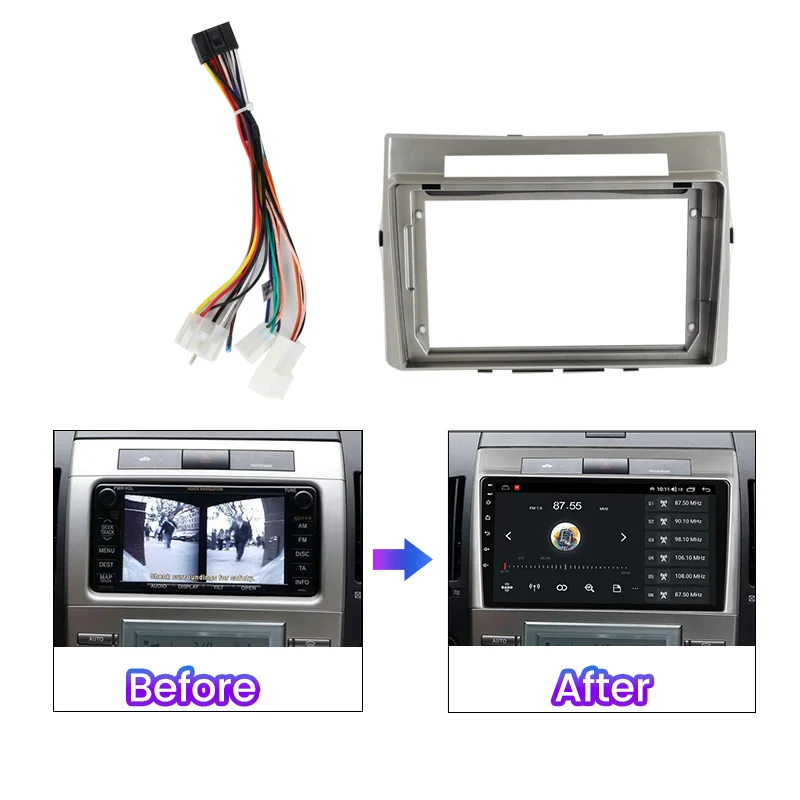 9inch For TOYOTA Corolla Verso 2004-2009 Car Radio Fascia Frame Android GPS MP5 Stereo Player 2 Din Head Unit Panel Dash Frame