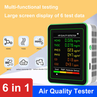 6 In 1 Air Quality Detector PM2.5 PM10 HCHO TVOC CO2 CO Meter Multifunctional Formaldehyde Detector AQI Tester for Office School