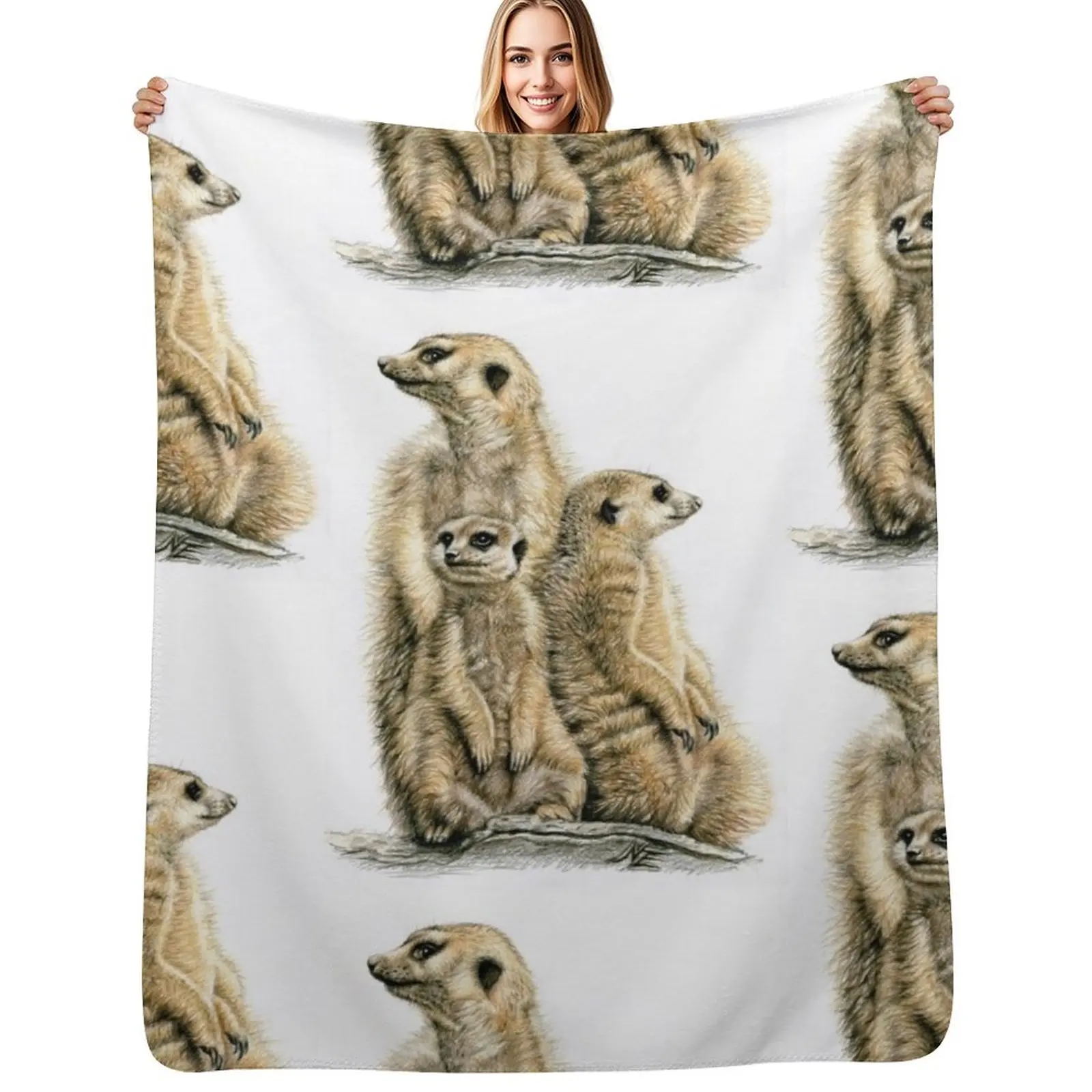 

Meerkats Family - Die Erdmnnchen Throw Blanket Custom Bed linens Cute Plaid Stuffeds Blankets