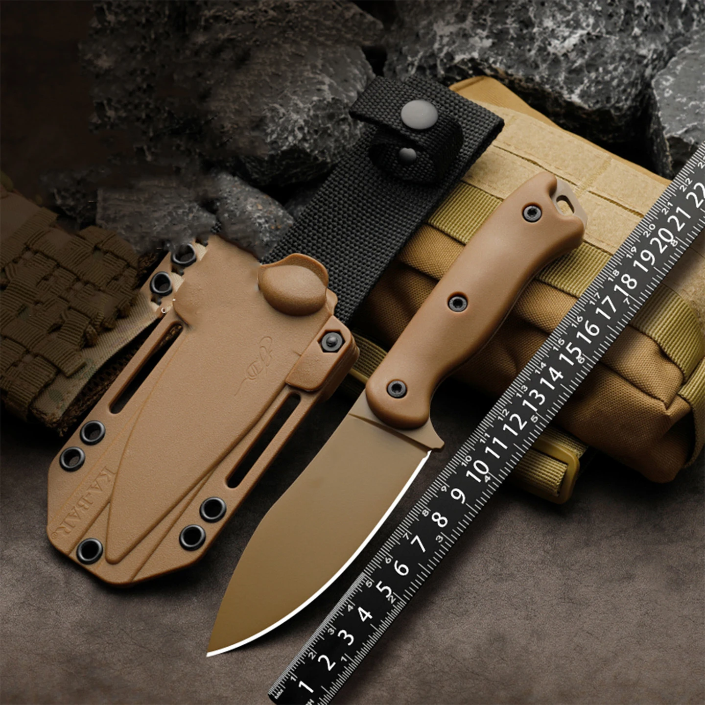 

BK19 Fixed Blade Men's Survival Hunting Tool Stainless Steel Black Blade Outdoor Self-Defense Camping Cutting Device