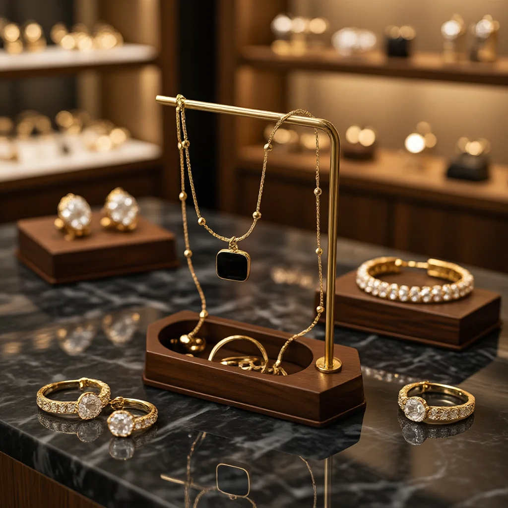 

Подставка для ювелирных изделий из орехового дерева и металла с Т-образной планкой, многофункциональная стойка для сережек/ожерелий, идеально подходит для бутикового декора, органайзера