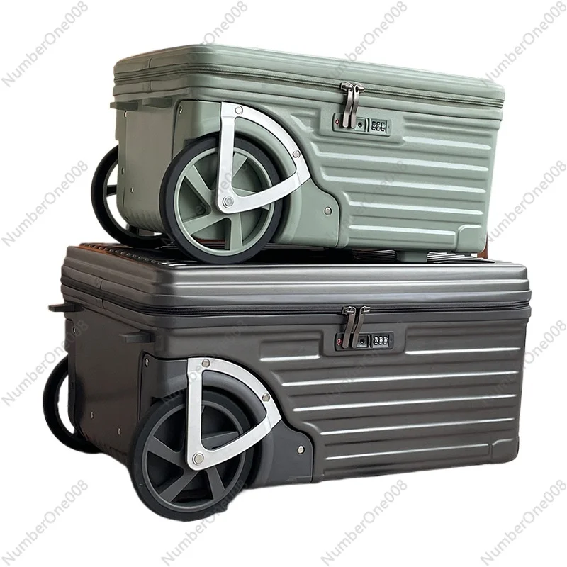 24 equipaje abierto lateral de 20 pulgadas con ruedas extra grandes, maleta de mano duradera de gran capacidad para viaje